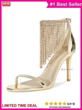 Rhinestone Fringe Ankle Strap Stiletto Heeled Sandals Open Toe Formal Heels